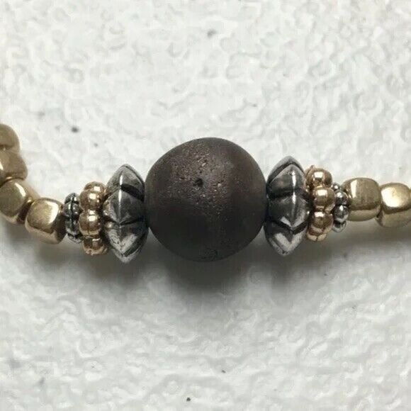 Tassel Necklace Gold Chain Silver Beaded Turquoise Color Stones Lava Beads - Picture 8 of 13